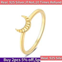 Bagues de cluster Vente Réel 925 Sterling Sier Classique Lune Forme Ronde En Forme De Bague De Luxe Charme Exquis Mode Bijoux Cadeau Dr Otr4U