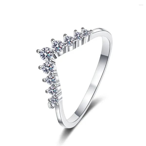 Cluster anneaux vendant un vrai s925 argent sterling petit princesse couronne diamant anneau simple sérine de séminaire small fraîches dames gfit