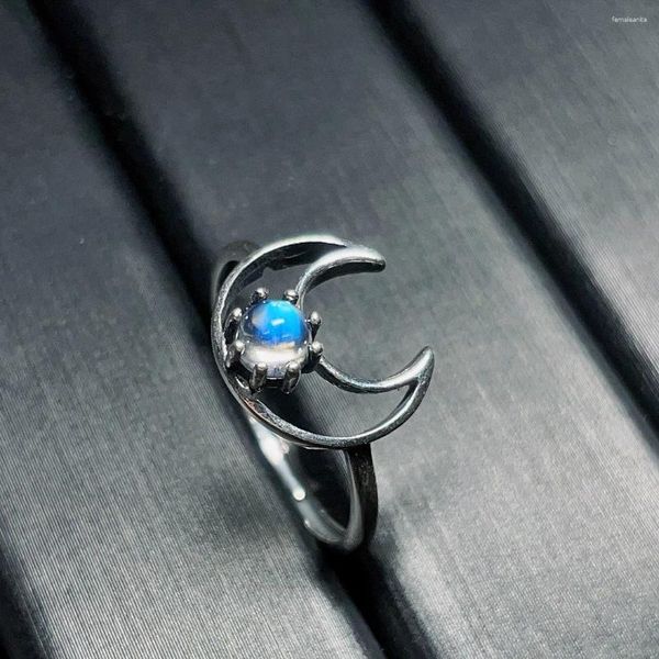 Anillos de racimo que venden S925 Sterling Silver Natural Moonlight Stone Stone Luna de diseño Anillo de diseño sin principal optimizado