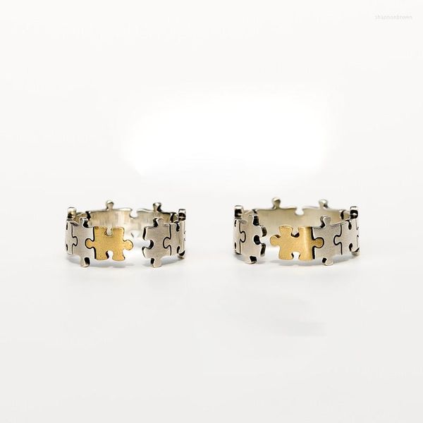 Cluster Rings Vente Argent Couleur Personnalité Creative Puzzle Couple Anneau Ouvert Cadeau JZ0143