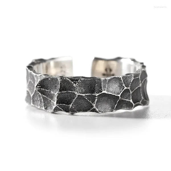 Cluster anneaux vendant un couple de texture en pierre vintage anneau tibétan argent noir cool man bijoux punk cadeau en gros
