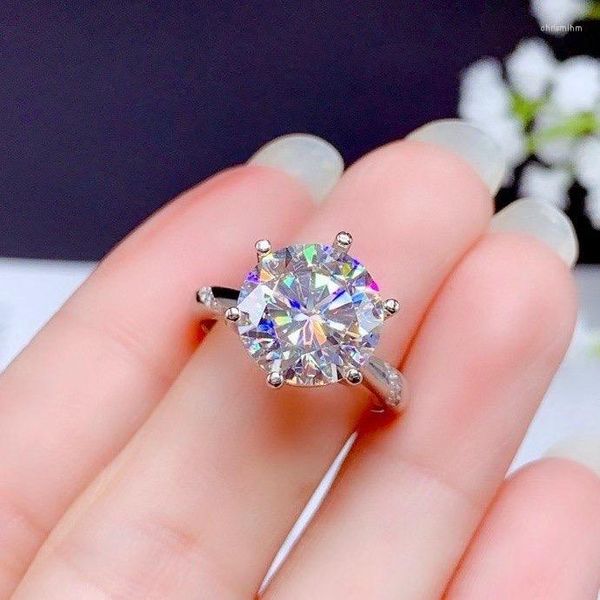 Anillos de clúster senior5ct moissanite anillo 925 diseño de moda plateado de color fuego fuerte diamante de diamante de alta dureza de dureza bonita