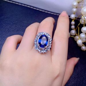 Clusterringen Senior925 Sterling Silver Sapphire sieraden Wedding voor koppels 925 Jewlery sets sary mooi