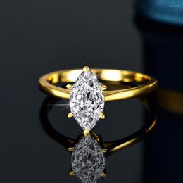 Cluster Anneaux Serenity Day Real D Couleur 1 Marquise Coupe Moissanite Pour Femmes S925 Sterling Silver Bands Fine Jewelry Wholesale