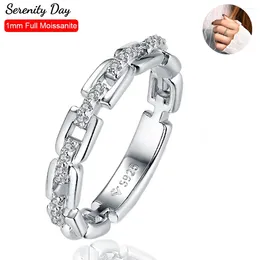 Cluster Ringen Serenity Volledige Moissanite Paar Voor Vrouwen Echte D Kleur 1mm S925 Sterling Zilveren Bands Plaat Pt950 Fijne sieraden Groothandel
