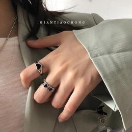 Bagues de cluster ensemble pour femmes ouvert réglable coréen rétro coeur alliage punk dame doigt minimaliste ineffa mini mode bijoux cadeau