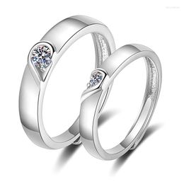 Cluster Rings Seulement 925 Sterling Silver Couple Promise For Him And Her Heart Puzzle Matching Couples Ring Réglable Amour Pas de décoloration