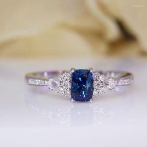 Cluster Ringen SFL2023 Blue Sapphire Ring 0.58ct Real Pure 18K Natural Unheat Royal Gemstone Diamonds Stone Female