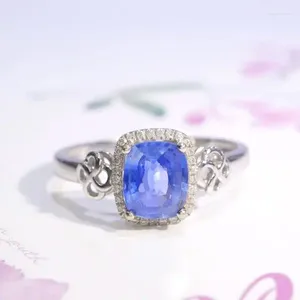 Cluster ringen SFL2024 blauwe saffier ring 1,08 ct echt 18K goud natuurlijke korenbloem edelsteen diamanten steen vrouwelijk