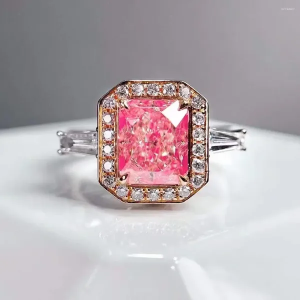 Anillos de racimo Joyería SGARIT Oro de 18 quilates 2.5- Anillo de diamantes Mosan rosa con talla Reddean Certificado GRA Claridad VS para mujer