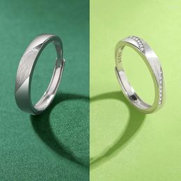 Cluster Ringe SH 925 Silber Schmuck Mode Paar Verlobung Hochzeit Jahrestag Geschenk Frau Mann Zirkonia Offener Ring
