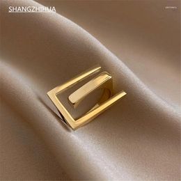 Cluster Ringen SHANGZHIHUA Europese en Amerikaanse Overdrijving Geometrische Open Voor Vrouw 2024 Mode Koreaanse Sieraden