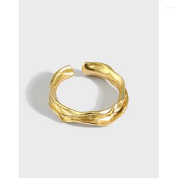 Clusterringen Shanice Authentiek S925 Sterling Silver Open Ring Ins Minimalistisch onregelmatige vouw textuurontwerpvinger voor vrouwen mannen feest