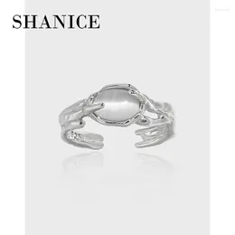 Cluster anneaux Shanice S925 Sterling Silver Opal pour les femmes Cut ovale Octobre Birthstone Half Eternity Wedding Party Anniversary