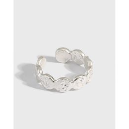 Bagues en grappe SHANICE % S925 Bague ouverte en argent sterling ins minimaliste or et argent feuille d'étain papier motif géométrique ronde bague pour femme G230228