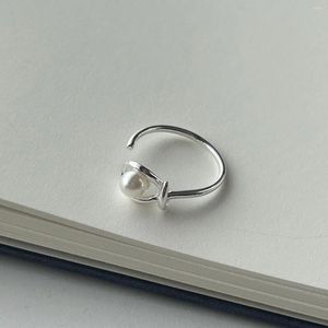 Bagues de cluster Shanice S925 Sterling Silver Exquise Imitation Perle Perle Bague Ouverte Doigt Alimentaire Pour Femmes Personnalité Simple Et Élégante