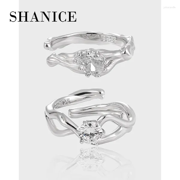Cluster Anneaux Shanice S925 STERLING Silver Hollow Trendy Clear CZ Romantic Love Ring For Women Fine Wedding Jewelry Cadeaux