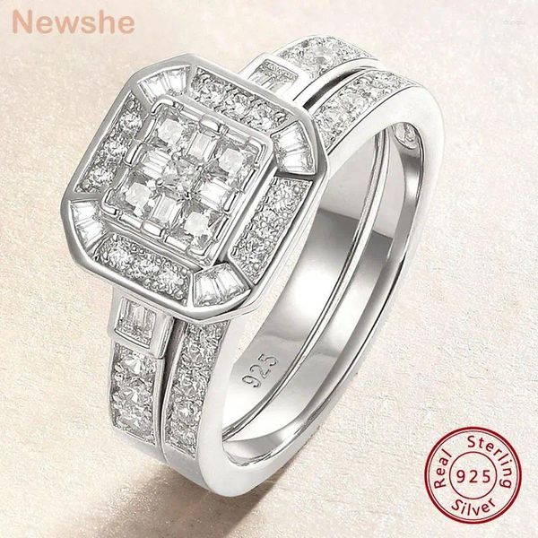 Cluster Anneaux She 925 Silver Engagement Wedding for Women Diamond Ring Set Original Certified Vintage Fine bijoux BR2033