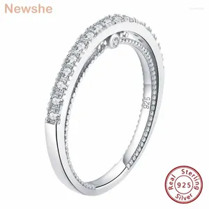 Anneaux de cluster She 925 Sterling Silver Band de mariage pour femmes empilables Eternity 5A Zircon cubique Engagement Luxe Fine Bijoux