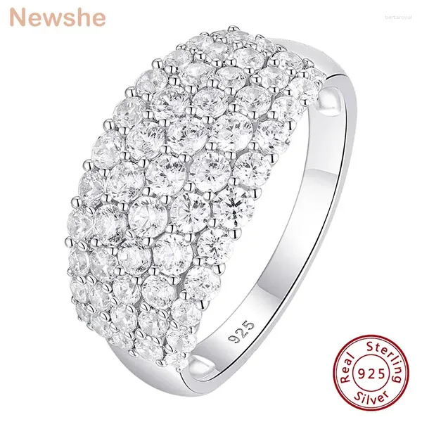 Bagues de cluster She Solid 925 Sterling Silver Large Bande de mariage pour femmes Bridal Eternity Zirconia Engagement Fine Bijoux