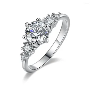 Cluster anneaux brillant 1ct Mosang Stone Wedding Ring Women's S925 Sterling Silver Jewelry Engagement Party Birthday