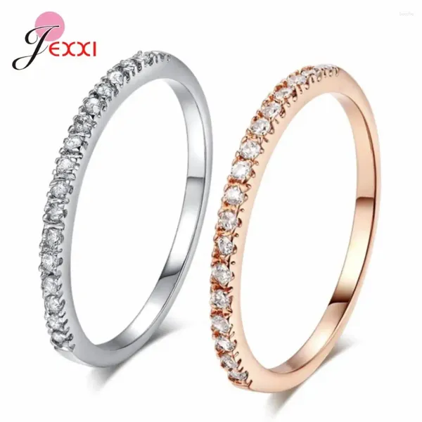 Cluster anneaux brillants 925 argent sterling simple ligne cubique zircone déclaration de mariage prix anniversaire bijoux cadeaux