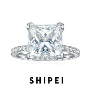 Bagues de grappe SHIPEI 5CT princesse coupe 3EX D Moissanite diamant femmes bague bijoux fiançailles étincelant 925 en argent Sterling cadeau d'anniversaire