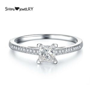 Cluster Rings Shipei 925 Sterling Silver Princess Cut Greated Moissanite Diamonds Gemstone Wedding Fine Jewelry Engagement Or blanc