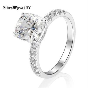 Anneaux de cluster Shipei 925 Sterling Silver Princess Cut Greated Moissanite Diamants Gemstone Mariage Fine Bijoux Bague de fiançailles Fo303K