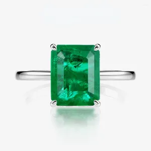 Anillos de racimo Shipei Jewelry Spot Auténtico anillo de diamante de alto carbono de plata pura con 4 esmeralda de imitación