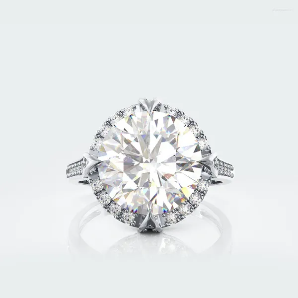 Anneaux de cluster Shipei S925 Silver 10 Big Diamond Ring Une diffusion en direct en Tanzanie Luxueux pour les femmes