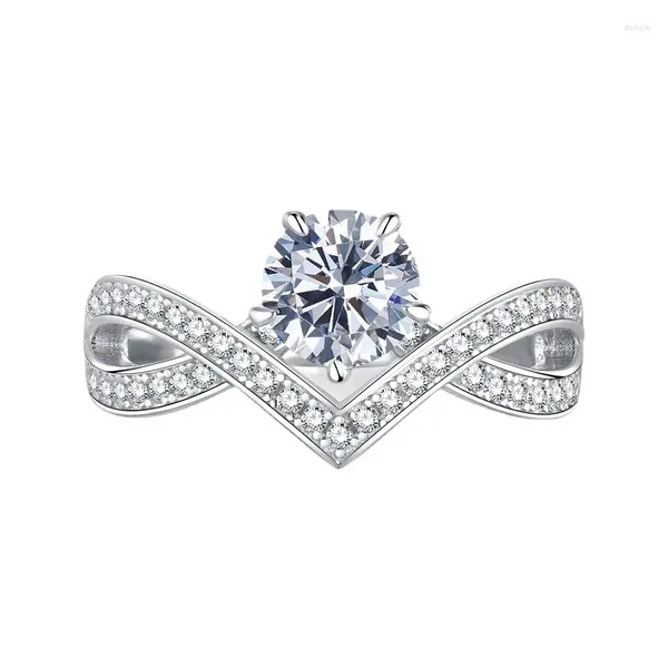 Bagues de cluster Boutique 2023 S925 Silver Classic One White Diamond Bague européenne et américaine