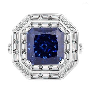 Bagues de cluster Boutique 925 Sterling Silver Princess Cut Sapphire Emerald Gemstone Mariage Bague de fiançailles Fine Bijoux pour femmes