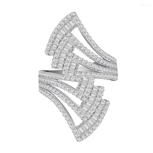 Cluster anneaux Shop Hyperbole Solid 925 argent sterling en argent sterling en carbone diamant gemme unisexe basique anneau flabellate fin bijoux en gros en gros