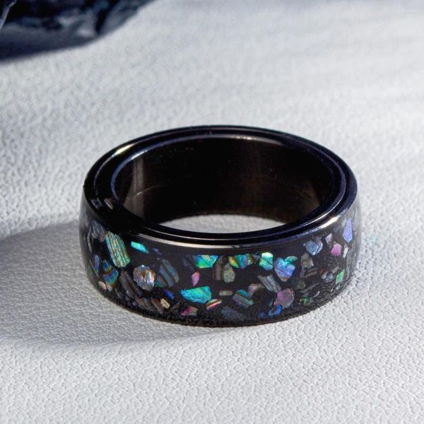 Bagues de cluster SHOUMAN 2024 Lava Starry Sky Series Coloré Aobao Rotatif Titanium Acier Noir Bague pour hommes et femmes Bijoux