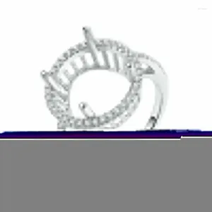 Anneaux de cluster Shruno Sterling Silver 925 Diamant Naturel Bague de fiançailles de mariage Ajustement rond 11mm à 12mm Semi Mount