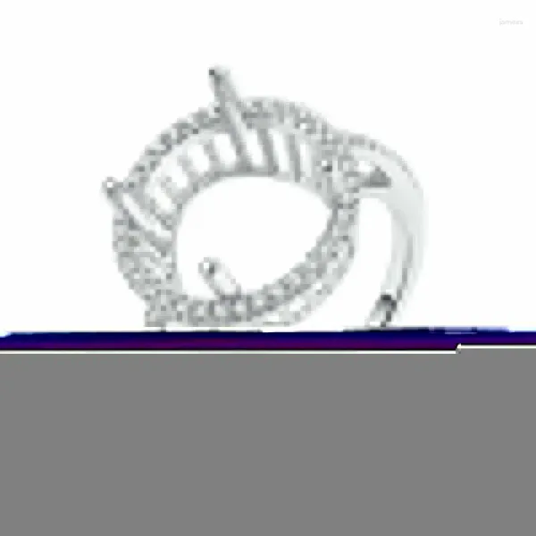Anneaux de cluster Shruno Sterling Silver 925 Diamant Naturel Bague de fiançailles de mariage Ajustement rond 11mm à 12mm Semi Mount