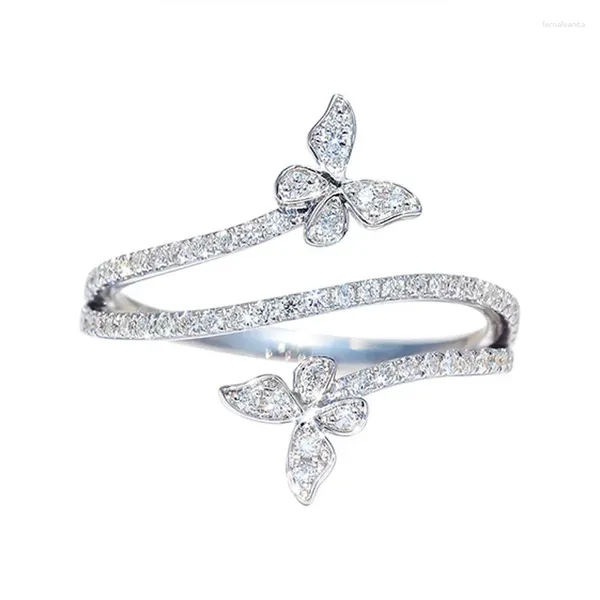 Cluster anneaux shsmall conception de papillons d'anneau femelle en étain plissé fermé petit luxe frais et léger