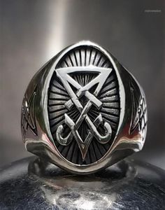 Clusterringen Sigil van Lucifer Satanic Satan Baphomet Signet Stainless Steel Ring Pagan Jewelry1268p4460698
