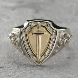 Cluster ringen Signet Ring Retro Armor Shield Sword Knight Templar Crusade Cross Middeleeuwse Vintage Mannen Amulet Sieraden