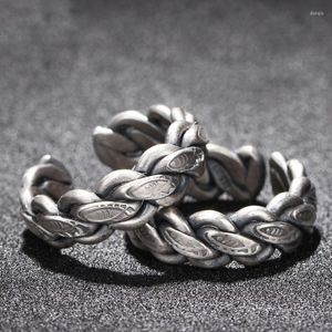 Bagues de grappe Argent 925 Bijoux Tissé à la main Bague thaïlandaise Sculpture de mode féminine Fête en forme de poisson 7.50