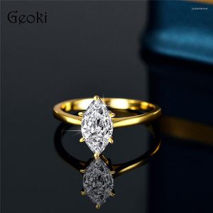 Cluster Ringen Zilver 925 Originele 1 Briljant Geslepen Diamant Test Past Marquise D Kleur Moissanite Trouwring Voor Vrouwen Edelsteen Sieraden