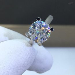 Clusterringen zilver 925 Origineel 3 9mm diamanttest voorbij d kleur moissaniet koe hoofdring briljante gesneden edelsteen bruiloft