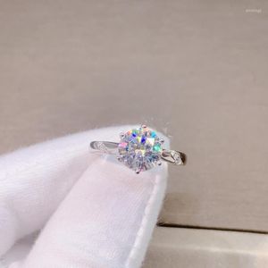 Clusterringen zilver 925 Originele diamanttest voorbij briljant gesneden 2-5 echte d kleur moissaniet verlovingsring voor vrouwen edelsteen sieraden
