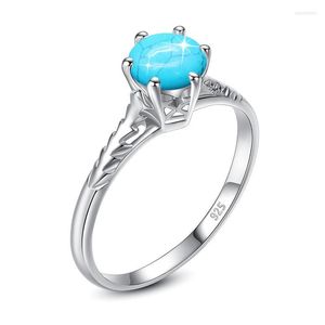 Clusterringen zilver 925 Echte 6 turquoise voor vrouwen designer sieraden vintage bruiloftsfeestje jubileumgeschenk aan vrouw clustercluster wynn22