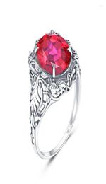 Cluster ringen zilver voor vrouwen echt 925 Sterling Ruby Ring Wedding Exquisite Oval Gemstones Trendy Fine Jewelry Handmade Gift6159127