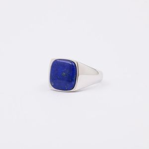 Cluster Rings Bague Chevalière Argent Lapis Lazuli Pour Homme