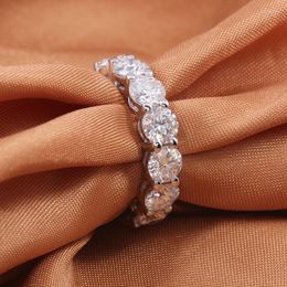 Cluster Rings SILVER PAVE Round Cut 6 6mm FULL 5a Zircon CZ ETERNITY BAND ENGAGEMENT WEDDING Taille 5 7 8 9 10 11 12Cluster Brit22