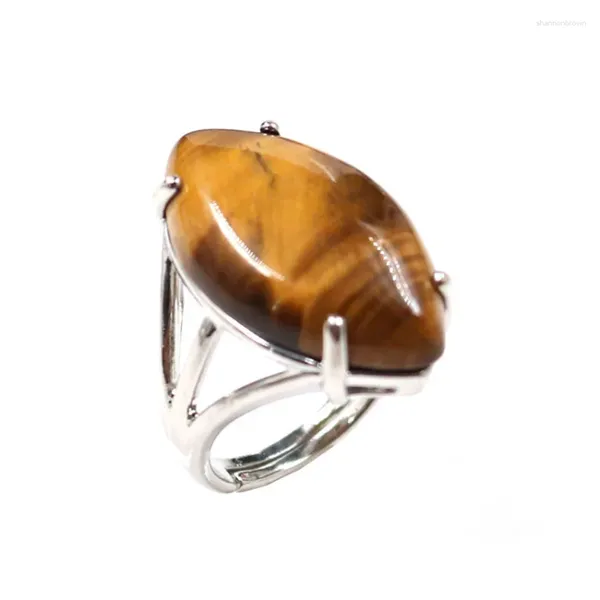 Anillos de racimo Chapado en plata Forma de marquesa Forma de ojo de tigre Piedra de dedo redimensionable Anillo de dedo Cereza Cuarzo Joyería de moda