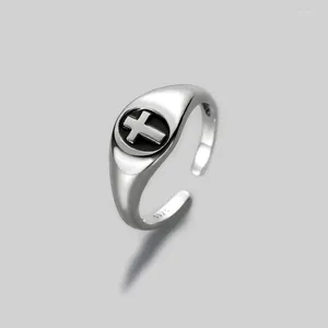 Cluster ringen zilvergeplateerde damesring kruis retro bruiloft mode sieraden cadeau groot verstelbare antieke hiphop -meidaccessoires